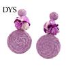 Handmade Boho Jewelry 1 Pair Raffia Flower Earrings for Women, Rattan Lightweight Woven Round Drop Dangle Earrings, Straw Summer Beach Vacation