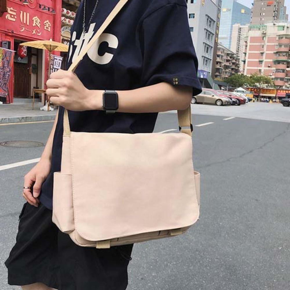 Korean Style Solid Nylon Bag Black Simple Shoulder Bag Crossbody Bags Messenger Bag  Student