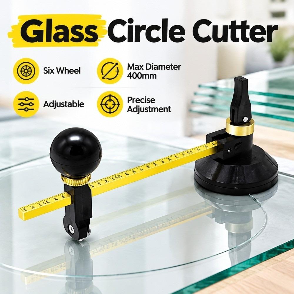 Six Wheel Glass Circle Cutter Adjustable Circular Glass Cutter Suction Cup Cutter  Household
