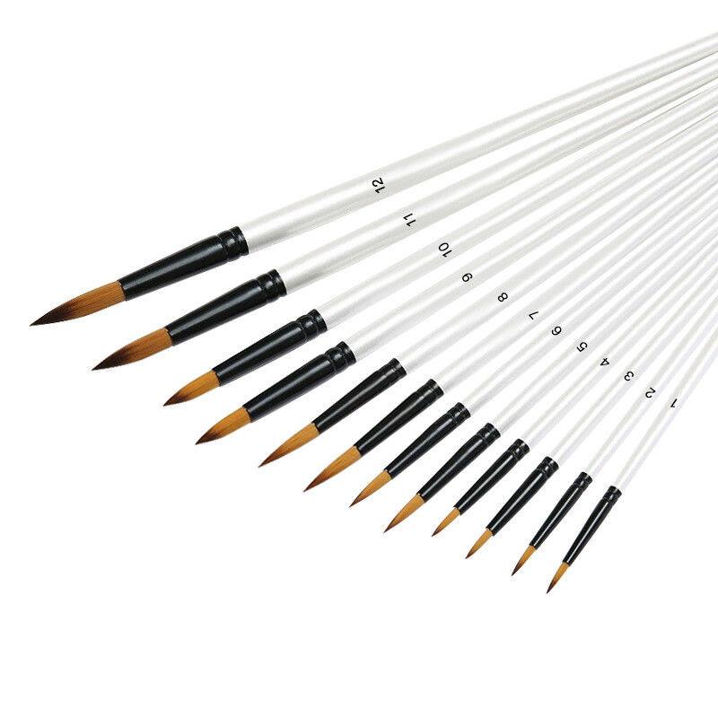 12pcs Artist Paint Brush Set Assorted Professional Brush Acrylic Oil Watercolor Brushes GZW