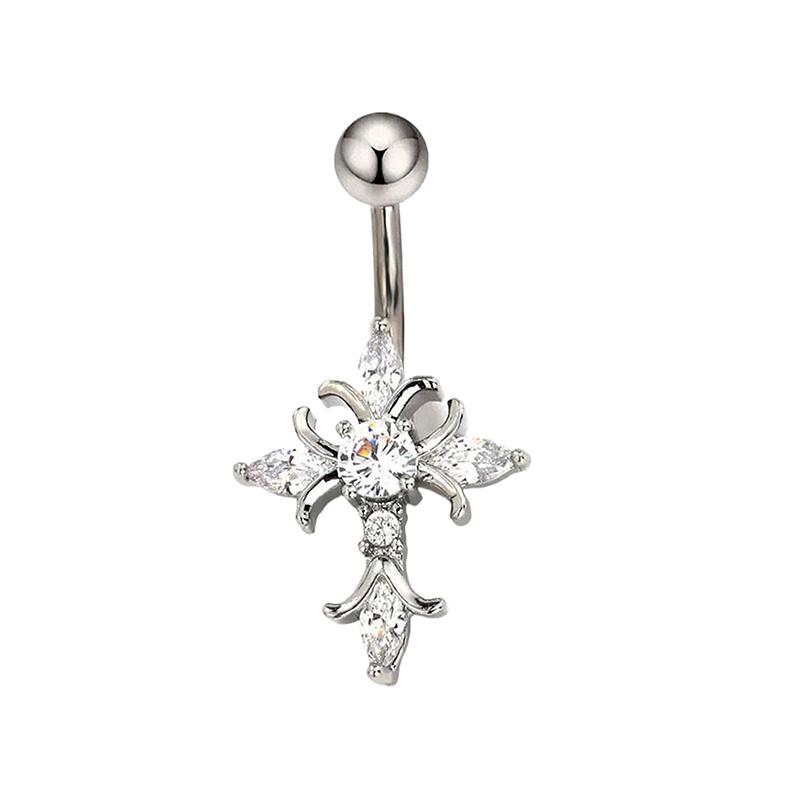 

Christian Cross Navel Piercing Jewelry 14G Titanium Barbell Woman Man Religious Accessories Gold Silver Color Belly Button Rings A1