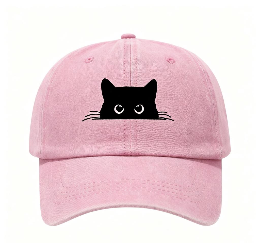 Small Black Cat Print Retro Street Feng Shui Wash Men and Women Baseball Cap Casual Outdoor Sun Hat
