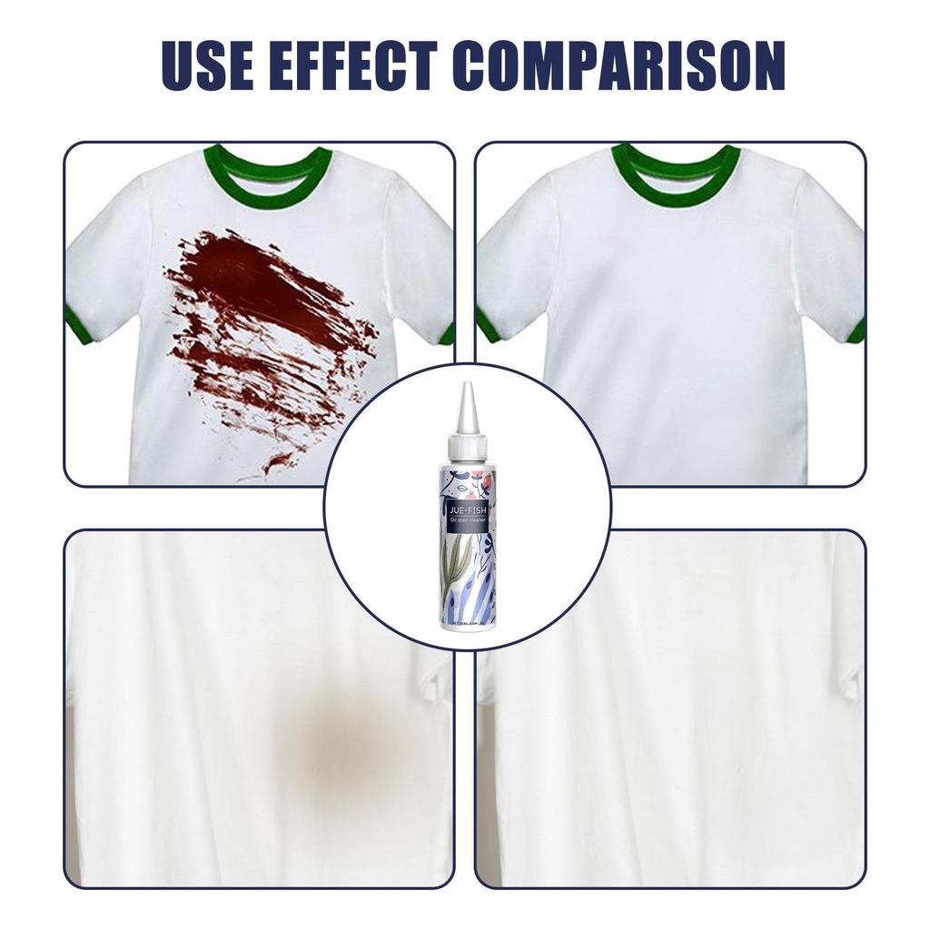 Jue-fish Clothing Oil Stain Remover - Effective Cleaner for Stubborn Oil and Yellowed Clothes.