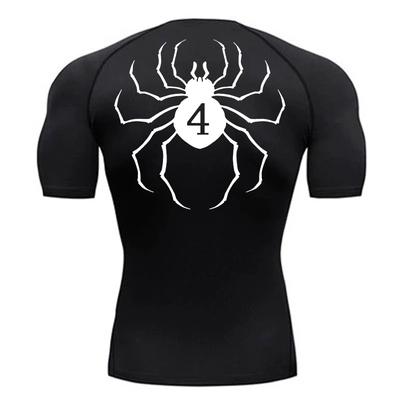 Spider Print Compression Shirt for Men Short Sleeve Rash Guard Gym Workout Undershirts Baselayers Athletic Quick Dry T-Shirt