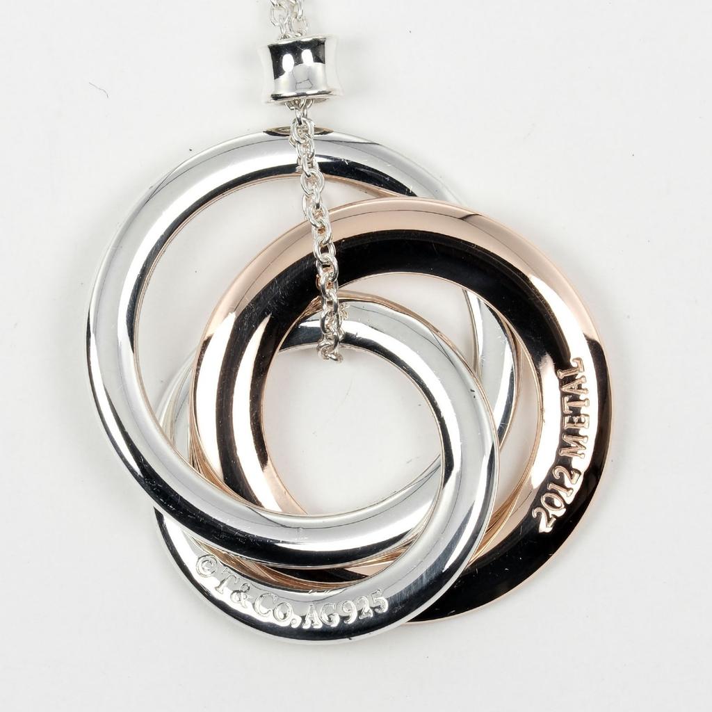 TIFFANY&Co. 1837 Interlocking Circle Necklace Silver925/Rubedo Metal 5.11g Women Used