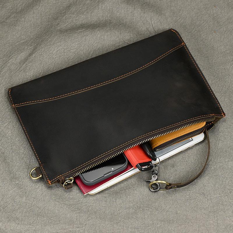 Hot Selling Men's Handbag with Crazy Horsehide, Grab and Toe Layer, Cowhide, Large Capacity Business Wallet
