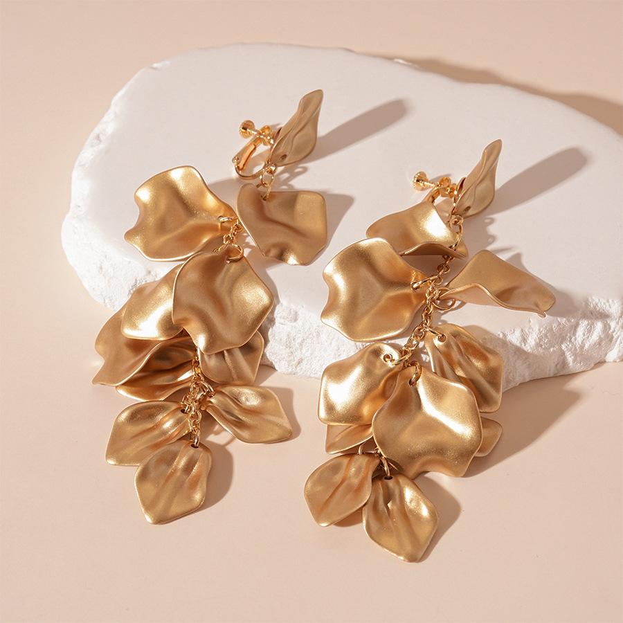 No Ear Piercings, Wrinkled Acrylic Petals, Long Fringed Earclips, Personalized Earrings.