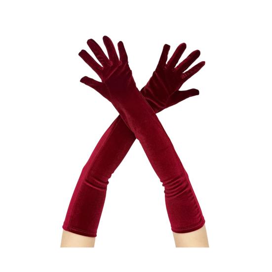 Women Velvet Long Gloves Retro Elbow Length Gloves 1920s Flapper