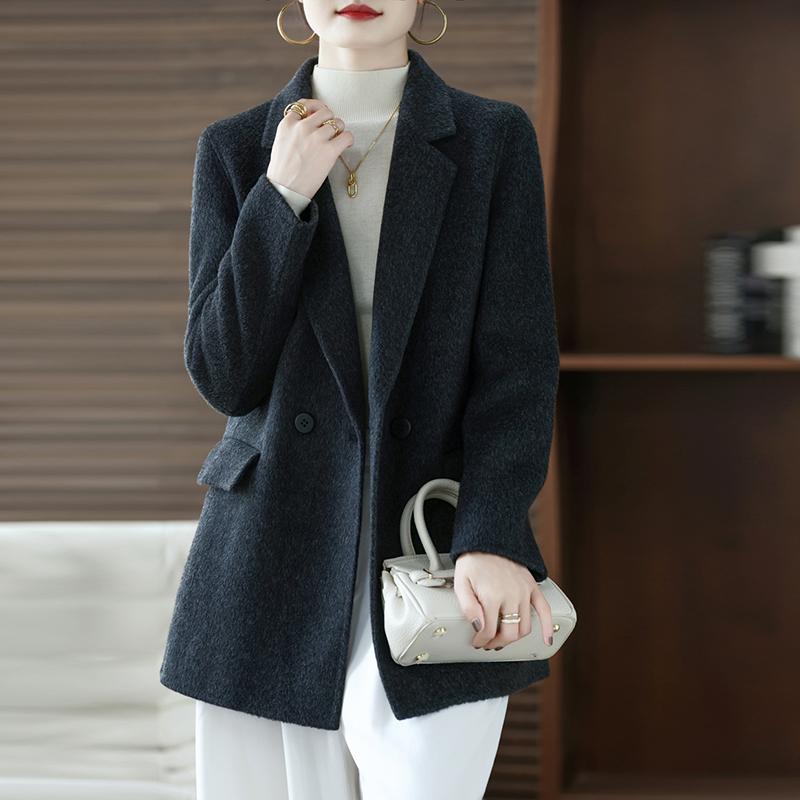 100% Wool Women Jacket TIDENOVEL Autumn Wool Blazer Handmade Suit Jacket Winter Warm Wool Coat