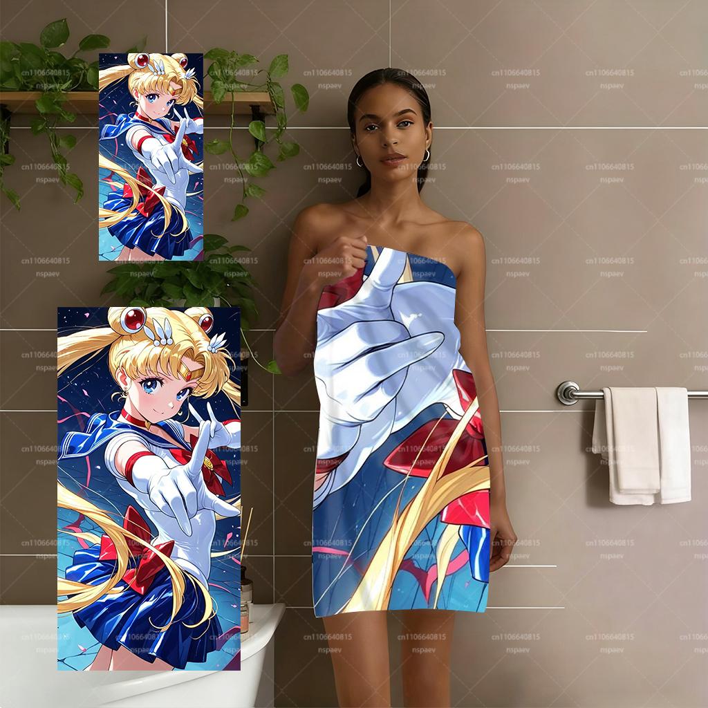 Sailor Moon Usagi Tsukino Beach Towel, Anime Super Soft Quick-Dry Bath Towel