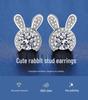 Trendy S925 Silver Rabbit Stud Earrings for Women - Elegant, Cute, and High-End Dangle Ear Jewelry