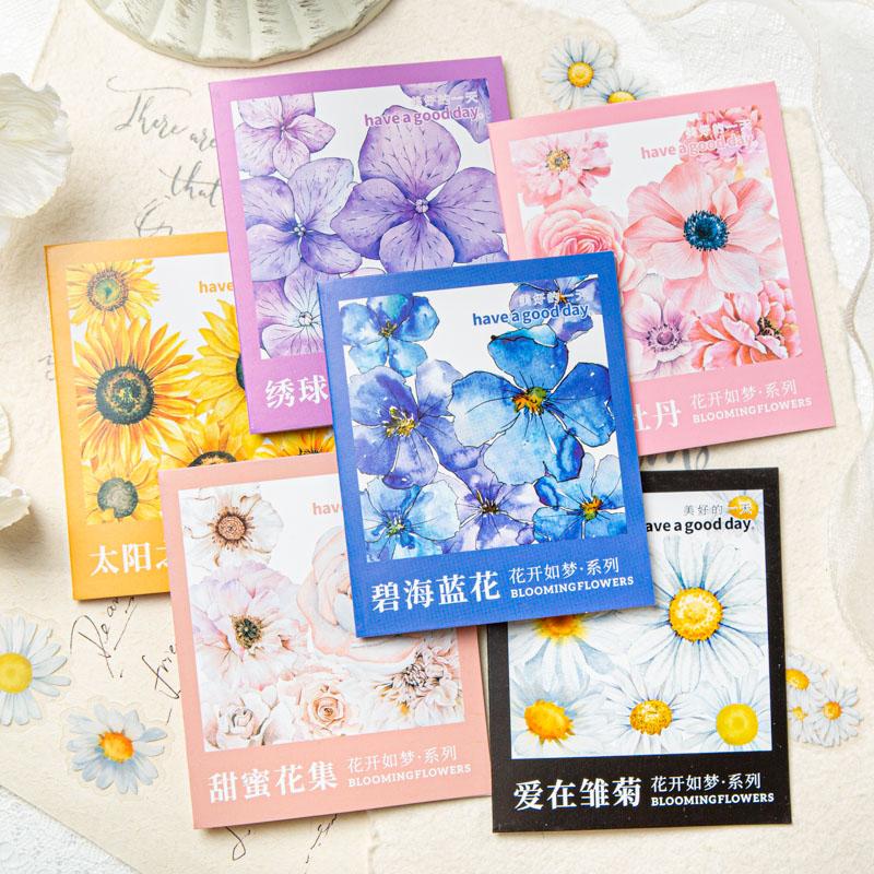 Yoofun 50pcs/lot Creative PET Flower Stickers for Gift Card Photo Frame Journal Scrapbooking Decoration Label Stationery
