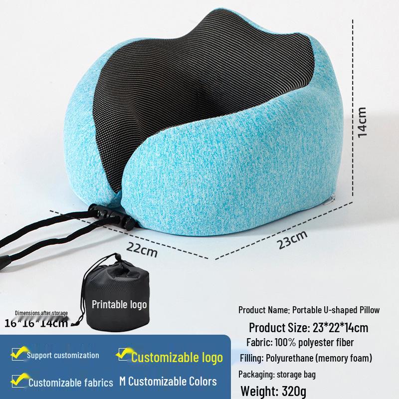 U-Shaped Memory Foam Travel Pillow for Neck and Cervical Spine Support
