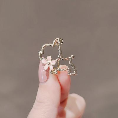 Anti-Light Corsage Female Golden Cute Cherry Blossom Puppy Brooch High-End Female Suit Pin Accessories Small Artifact Jewelry