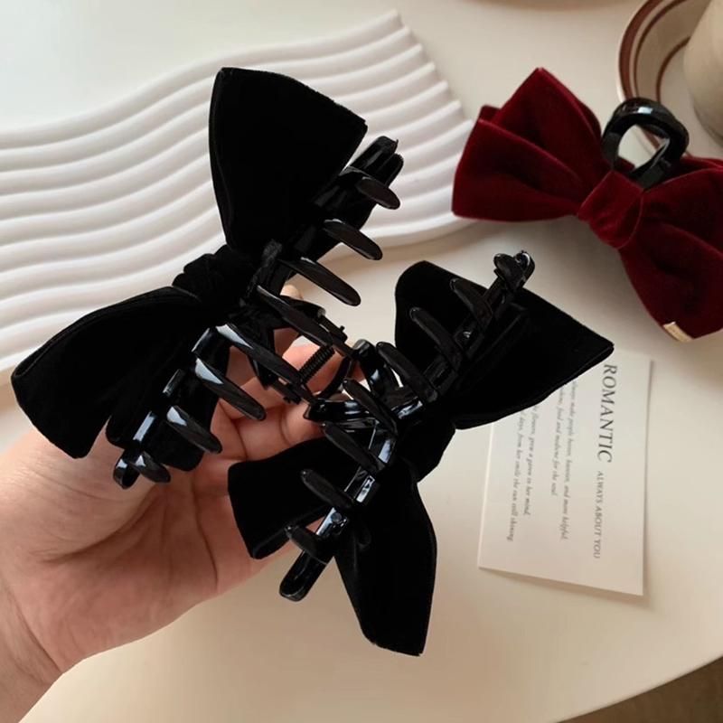Large Bowknot Red Black French Hairclip Accessories Headwear Velvet Princess Hairpins Headdress