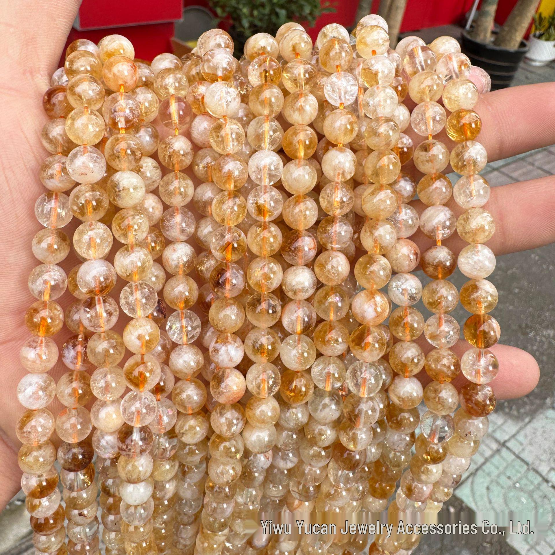 7A Yellow Rutilated Quartz & Tiger Eye Crystal Bracelet Beads for DIY Jewelry 6mm (Approx. 60 beads)