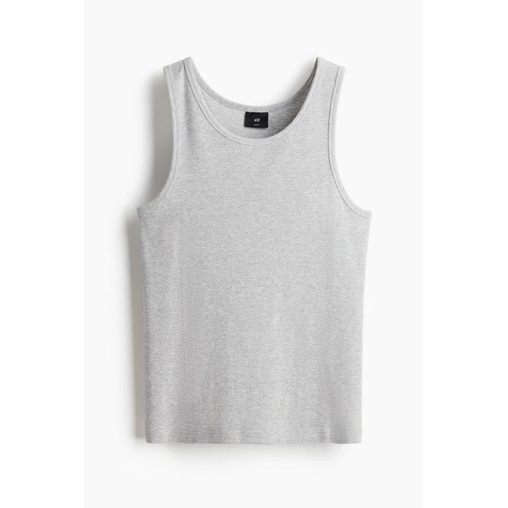 

Топ без рукавов узкого кроя HM в рубчик серого меланжа