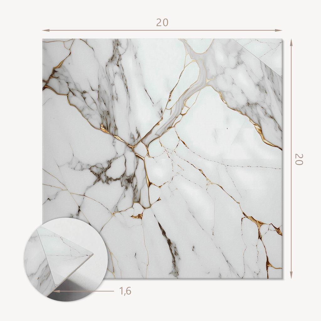 Set of Vinyl Tiles with Pattern Self-Adhesive for the Bedroom Elegant Marble Pattern 20x20x20 cm