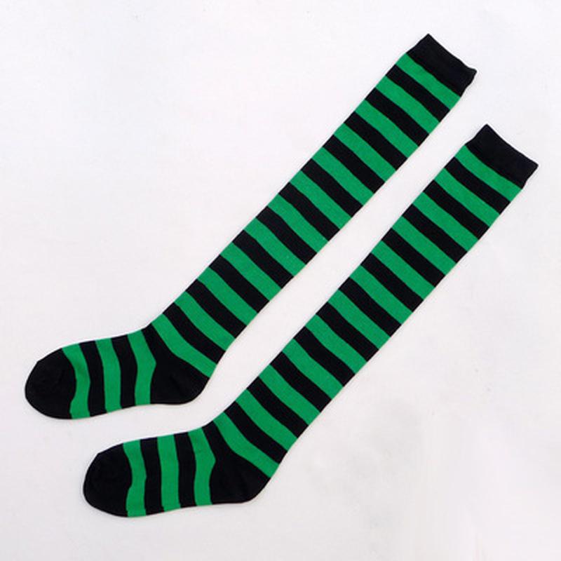 Long Stripe Adorable Anime Tight High Over Knee Pink Blue White For Women Girl Cosplay Student Kawaii Lolita Cotton Stocking