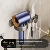 Aluminum Bathroom Wall Mount Hair Dryer Holder With Adhesive And Holes For Toilets And Showers
