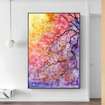 Pittura Diamante 5D Albero Colorato Arte Moderna Fai da Te Punteggio Rotondo Completo Mosaico Ricamo Diamante Kit Punto Croce Decorazione Casa Regalo di Natale