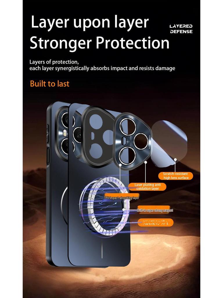 Applicable Honor 400Pro Large Window Magnetic Ring Case, Honor 400 Slim Ring Magnetic Honor X70 Frosted Protective Case