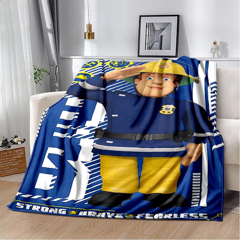 Pătură Copii Desen Animat Sam Pompierul Clasic 3D, Pătură Moale pentru Casă Dormitor Pat Canapea Călătorie Picnic Husa Cadou Copii