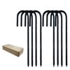 Camping Tent Stakes with a Pointed Ground End and J-Bend Head, Steel 8-Piece Set for Shelter Cord, Tarps, and Canopies