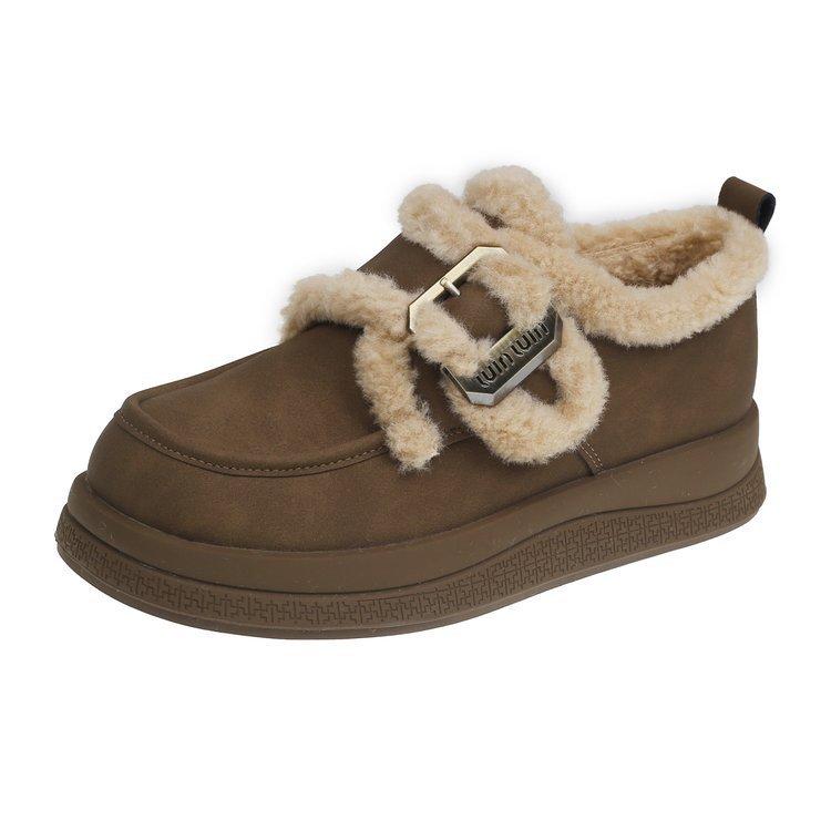Velvet cotton shoes women's 2025 autumn and winter new Korean version outside wear Internet celebrity snow boots lamb wool platform explosion casual
