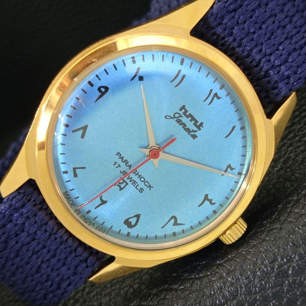 VINTAGE HMT JANATA HAND-WINDING INDIAN MENS SKY BLUE COLOR DIAL WATCH a702082-5 R208-a702082