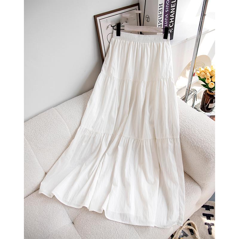 Women's Summer Fashion with High Waist Skirt Loose Thin A Line Version Skirt Pleated Skirt
