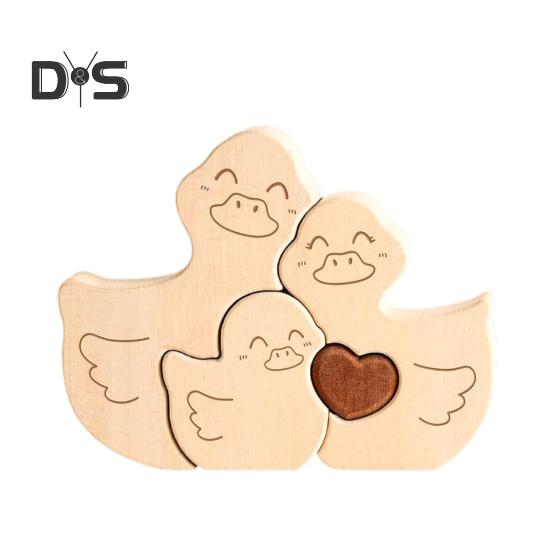 

1 комплект деревянных уток, семейный пазл, украшение, любовь, сердце, объятия, мать, отец, утка, пазл, настольная вывеска, украшение для домашнего офиса, рабочего стола 3pcs