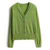Women's Flashing V-Neck Knitted Cardigan - Lightweight Autumn Sweater, Stylish Short Outerwear, Air-Conditioning Top