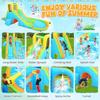 Inflatable Water Slide Large Wave Rider with Splash Pool Climb Wall Basket-Rim Water Cannon Shower Head for Backyard 3-12 Blue