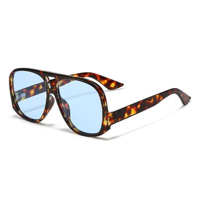 New Cool Colored Double Beam Sunglasses Fashion Women's Oval Eyeglasses Men Outdoor Sunshade Shades Pilot Toad Shaped Eyewear