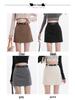 Women's Gray High-Waist A-Line Skirt - Slim Fit, Trendy Short Skirt for Spring and Autumn