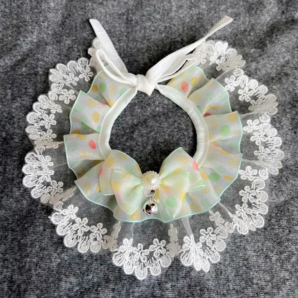 Cat Dog Bibs Collar Floral Embroidery Lace Neck Scarf For Pet Bowknot Accessories Necklace Strap Bandanas