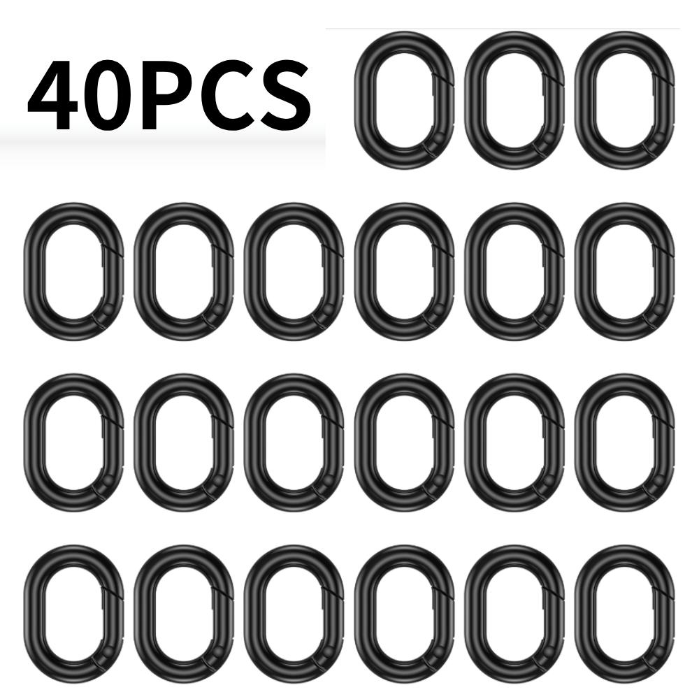 

40Pcs Zinc Alloy Oval Spring Carabiner Hook Multipurpose Open Ended Oval Small Buckle Clip for Fishing Camping Hiking Hammock