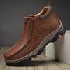 Fashion Leather Outdoor Boots For Men Slip On Casual Leather Men Boots Handmade Waterproof Hiking Boot Bota Masculino Para Trabalho