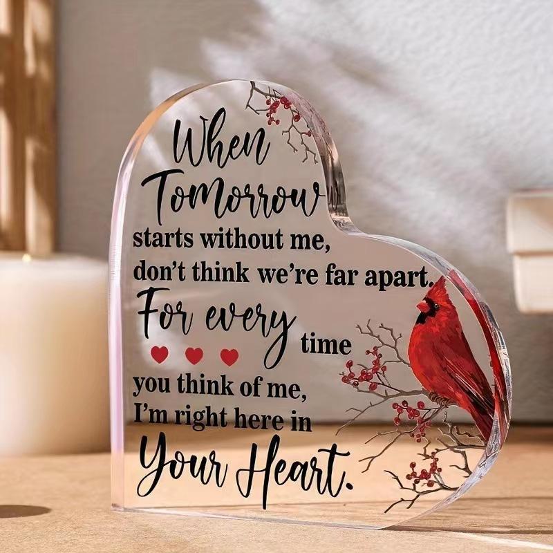 Heart Shape Acrylic Plaque Valentine's Day Gift Love Quote Keepsake for Wife Husband Couples Romantic Home Ornament