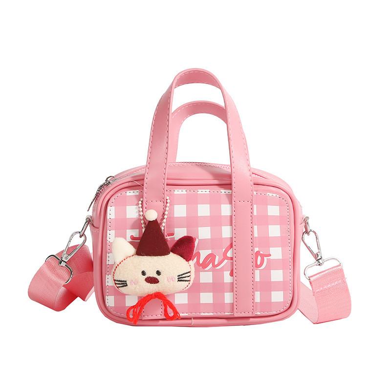 

Colorful Doll Splicing Pendant Kids Pu Handbag Cartoon Casual Bag Shoulder розовый