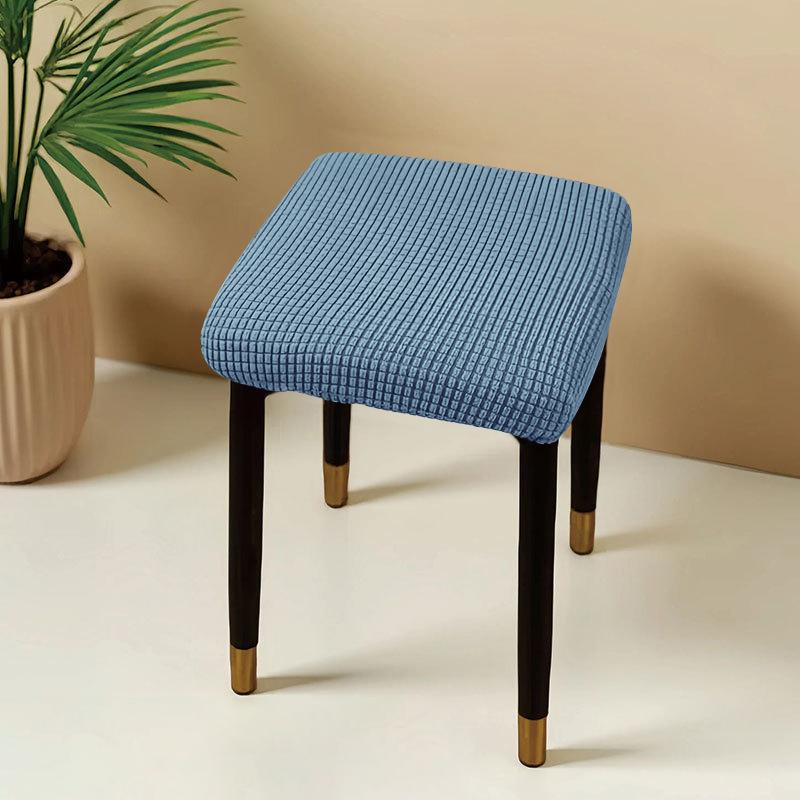 Jacquard Square Stool Covers Elastic Dust-proof and Anti-slip Stretch Chair Cover Solid Color Geometric Pattern Seat Cover
