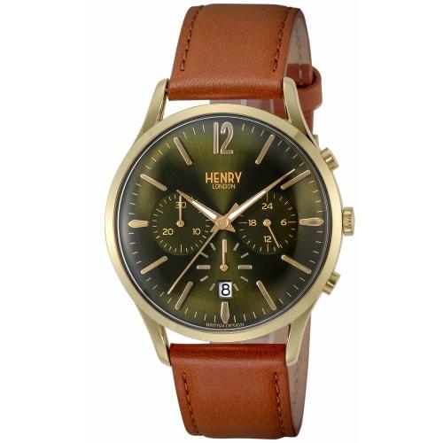 Henry London CHISWICK Watch, 41mm, Green Dial, Stainless Steel Crystal, Quartz Movement, Men's, White, HL41CM0108-LBR