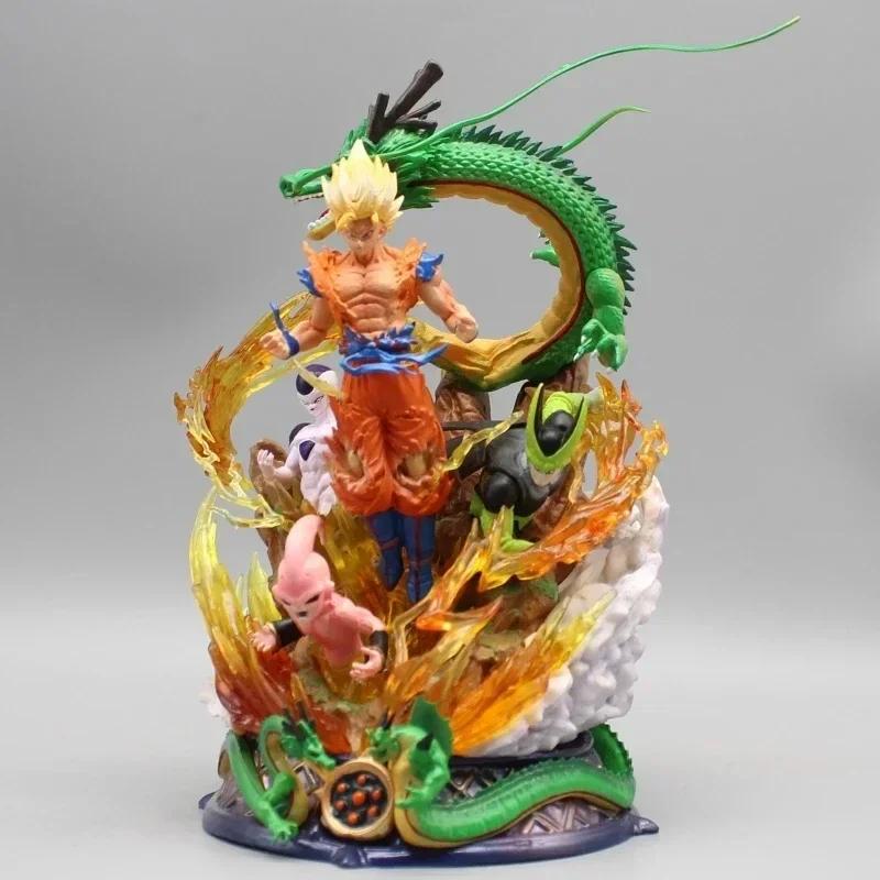 Son Goku Figur Dragon Ball Z Frieza Shenron Anime Figuren 23cm Super Saiyan Statue PVC Schreibtisch Ornament Modell Weihnachtsspielzeug Geschenke