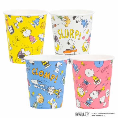 Sunnap Paper Cups, Snoopy Retro Pattern, 205ml, Pack of 25, Assorted 4 Designs, Made in Japan, 7.5cm Wide x 7.5cm Deep x 19.6cm High