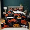 Cartoon Pumpkin Duvet Cover Gothic Halloween Skull Bedding Set Polyester Lantern Ghost Comforter Cover King For Boys Girls Decor