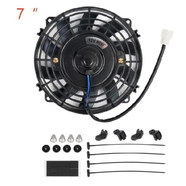 

Universal 7/9/10/12/14/16 Inch 12V 80W 2100RPM Car Air Conditioning Cooling Fan Blade Cool Mounting Kit CF-1001 Black CF-1001 7inch