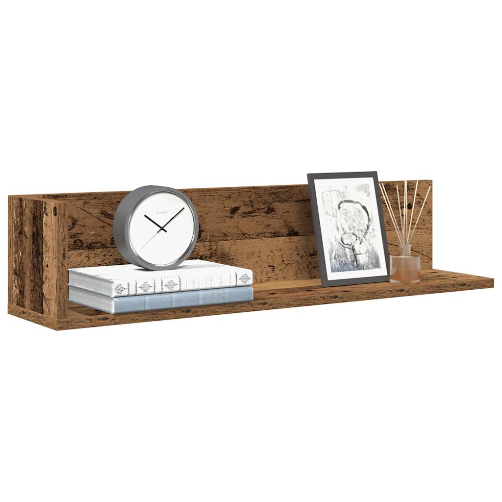 Wall Shelves 2 Pcs Vintage Wood Look 75 X 16.5 X 16.5 Cm Engineered Wood