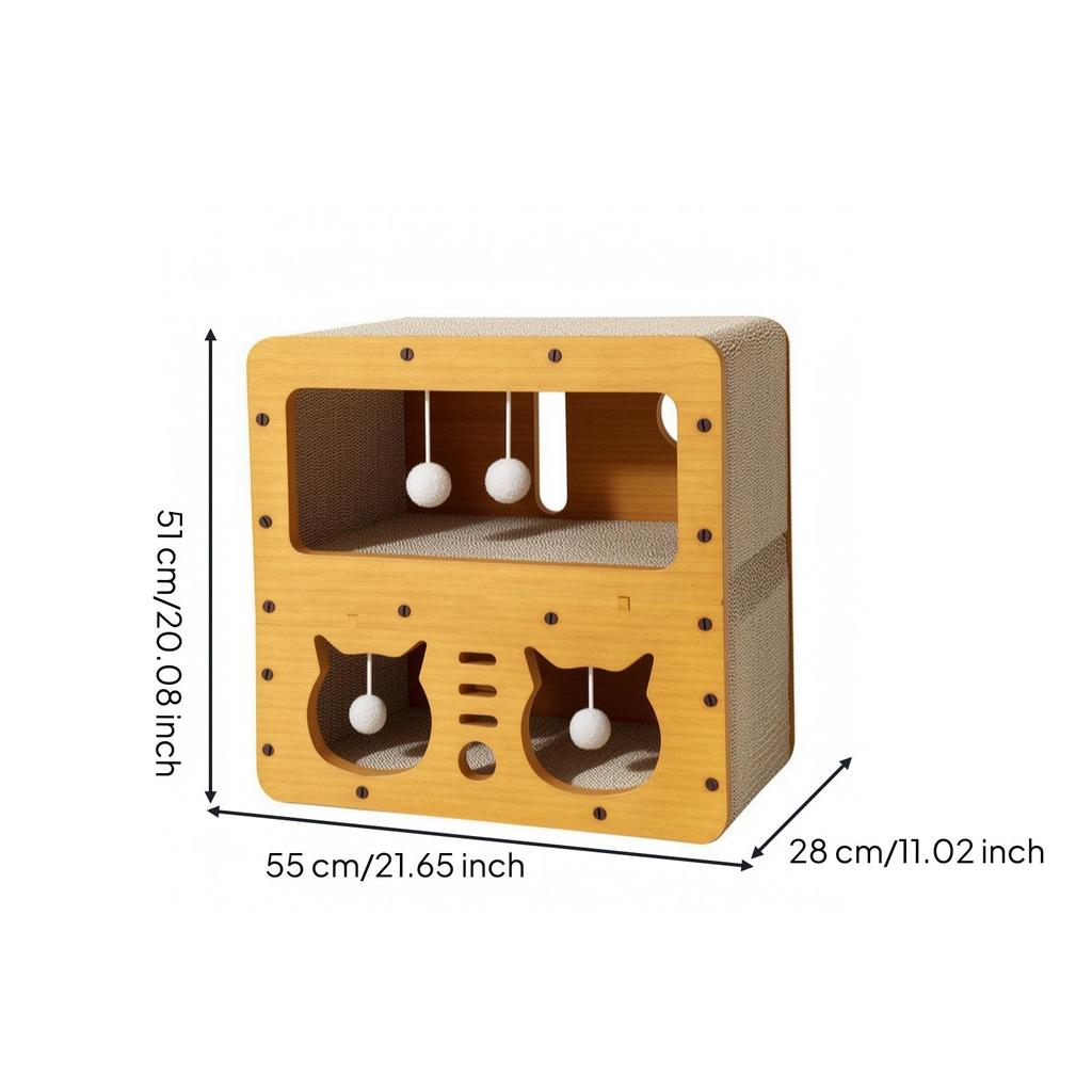 Cat House with Scratcher Two-sidedSided Cardboard Scratching Shelter Indoor