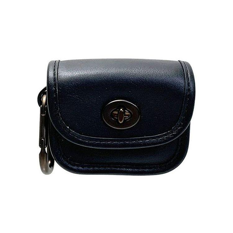 Coach 8 Solid Color Exquisite Metal Rotating Buckle Flap Leather Wallet Unisex Wallet Black C3163-QBBK Basic Set BagDust Bag 27990₽